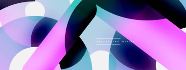 Yuvarlak şekiller daireler ve diğer geometrik şekiller. Duvar kağıdı afişi arkaplan kartı veya iniş sayfası için vektör illüstrasyonu