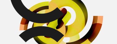 Yuvarlak şekiller daireler ve diğer geometrik şekiller. Duvar kağıdı afişi arkaplan kartı veya iniş sayfası için vektör illüstrasyonu