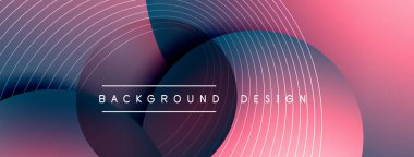 Gölgeli gradyan daireler. Vektör tekno soyut arka plan. Modern üstüste bindirme formları duvar kağıdı arkaplanı, tasarım şablonu