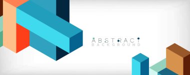 Soyut arkaplan. 3 boyutlu küp, küp elementler ve bloklar. Duvar kağıdı, afiş, arkaplan, iniş sayfası için tekno veya iş konsepti
