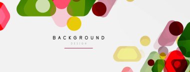 Beyaz üzerine renkli baloncuklar ve yuvarlak geometrik şekiller. Duvar kağıdı, pankart, arkaplan, iniş sayfası için vektör geometrik asgari özet arkaplan