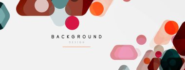 Beyaz üzerine renkli baloncuklar ve yuvarlak geometrik şekiller. Duvar kağıdı, pankart, arkaplan, iniş sayfası için vektör geometrik asgari özet arkaplan