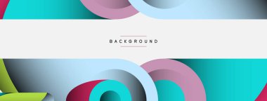 Soyut arkaplan. Minimum geometrik daireler ve koyu gölgeli yuvarlak şekiller. Duvar kağıdı afişi veya arkaplan için moda teknoloji iş şablonu