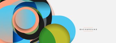 Vektör yuvarlak şekilli daireler minimum geometrik arkaplan. Duvar kağıdı afişi veya iniş sayfası için vektör illüstrasyonu