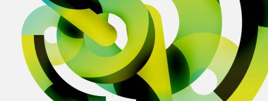 Yuvarlak şekiller daireler ve diğer geometrik şekiller. Duvar kağıdı afişi arkaplan kartı veya iniş sayfası için vektör illüstrasyonu