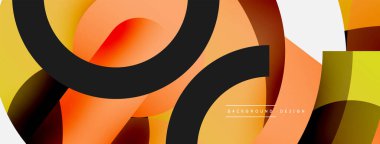 Yuvarlak şekiller daireler ve diğer geometrik şekiller. Duvar kağıdı afişi arkaplan kartı veya iniş sayfası için vektör illüstrasyonu