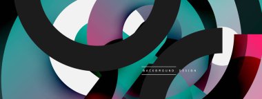 Yuvarlak şekiller daireler ve diğer geometrik şekiller. Duvar kağıdı afişi arkaplan kartı veya iniş sayfası için vektör illüstrasyonu