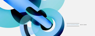 Yuvarlak şekiller daireler ve diğer geometrik şekiller. Duvar kağıdı afişi arkaplan kartı veya iniş sayfası için vektör illüstrasyonu