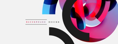 Yuvarlak şekiller daireler ve diğer geometrik şekiller. Duvar kağıdı afişi arkaplan kartı veya iniş sayfası için vektör illüstrasyonu