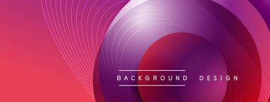 Gölgeli gradyan daireler. Vektör tekno soyut arka plan. Modern üstüste bindirme formları duvar kağıdı arkaplanı, tasarım şablonu