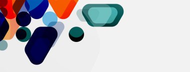 Beyaz üzerine renkli baloncuklar ve yuvarlak geometrik şekiller. Duvar kağıdı, pankart, arkaplan, iniş sayfası için vektör geometrik asgari özet arkaplan