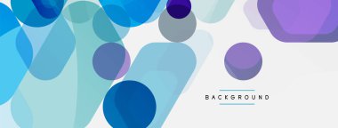 Beyaz üzerine renkli baloncuklar ve yuvarlak geometrik şekiller. Duvar kağıdı, pankart, arkaplan, iniş sayfası için vektör geometrik asgari özet arkaplan
