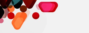 Beyaz üzerine renkli baloncuklar ve yuvarlak geometrik şekiller. Duvar kağıdı, pankart, arkaplan, iniş sayfası için vektör geometrik asgari özet arkaplan