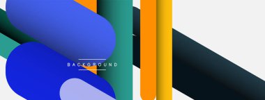 Yuvarlak şekiller ve çizgiler üst üste biniyor. Duvar kağıdı afişi veya iniş sayfası için vektör illüstrasyonu