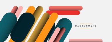 Yuvarlak şekiller ve çizgiler üst üste biniyor. Duvar kağıdı afişi veya iniş sayfası için vektör illüstrasyonu