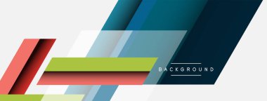 Vektör arkaplanı. Gölge efektli soyut örtüşen renk çizgileri tasarımı. Duvar kağıdı afişi için resim arkaplanı veya iniş sayfası