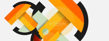 Geometrik şekiller bileşim soyut arkaplan. Çember çizgileri ve dikdörtgenler. Duvar kağıdı afişi veya iniş sayfası için vektör illüstrasyonu