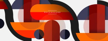 Yuvarlak geometrik şekiller çizgiler ve daireler. Duvar kağıdı afişi ya da iniş sayfası için vektör şablonu