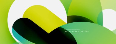 Yuvarlak şekiller daireler ve diğer geometrik şekiller. Duvar kağıdı afişi arkaplan kartı veya iniş sayfası için vektör illüstrasyonu