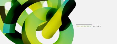 Yuvarlak şekiller daireler ve diğer geometrik şekiller. Duvar kağıdı afişi arkaplan kartı veya iniş sayfası için vektör illüstrasyonu