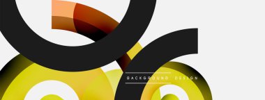 Yuvarlak şekiller daireler ve diğer geometrik şekiller. Duvar kağıdı afişi arkaplan kartı veya iniş sayfası için vektör illüstrasyonu