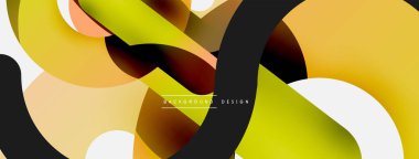 Yuvarlak şekiller daireler ve diğer geometrik şekiller. Duvar kağıdı afişi arkaplan kartı veya iniş sayfası için vektör illüstrasyonu