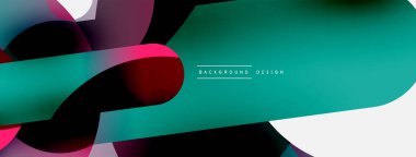 Yuvarlak şekiller daireler ve diğer geometrik şekiller. Duvar kağıdı afişi arkaplan kartı veya iniş sayfası için vektör illüstrasyonu