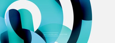 Yuvarlak şekiller daireler ve diğer geometrik şekiller. Duvar kağıdı afişi arkaplan kartı veya iniş sayfası için vektör illüstrasyonu