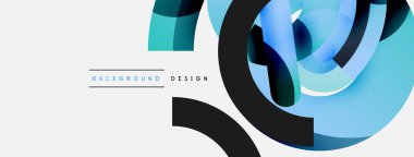 Yuvarlak şekiller daireler ve diğer geometrik şekiller. Duvar kağıdı afişi arkaplan kartı veya iniş sayfası için vektör illüstrasyonu