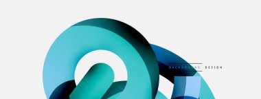 Yuvarlak şekiller daireler ve diğer geometrik şekiller. Duvar kağıdı afişi arkaplan kartı veya iniş sayfası için vektör illüstrasyonu