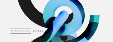 Yuvarlak şekiller daireler ve diğer geometrik şekiller. Duvar kağıdı afişi arkaplan kartı veya iniş sayfası için vektör illüstrasyonu