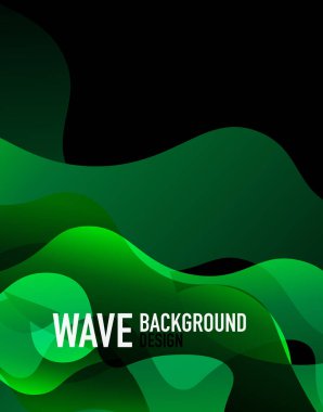 Dikey akışkan eğimli dalga soyut arkaplanı. Karanlıkta parlak renk dalgaları. Duvar Kağıdı, Sancak, Arkaplan, İniş Sayfası için Vektör İllüstrasyonu