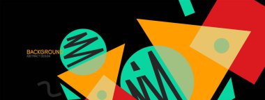 Soyut arkaplan. Bloklar, çizgiler, üçgenler, daireler. Duvar kağıdı, afiş, arkaplan, iniş sayfası için tekno veya iş konsepti