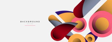 Soyut arkaplan. Minimum geometrik daireler ve koyu gölgeli yuvarlak şekiller. Duvar kağıdı afişi veya arkaplan için moda teknoloji iş şablonu