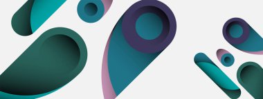 Soyut arkaplan. Minimum geometrik daireler ve koyu gölgeli yuvarlak şekiller. Duvar kağıdı afişi veya arkaplan için moda teknoloji iş şablonu