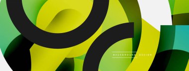 Yuvarlak şekiller daireler ve diğer geometrik şekiller. Duvar kağıdı afişi arkaplan kartı veya iniş sayfası için vektör illüstrasyonu