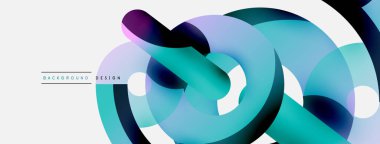 Yuvarlak şekiller daireler ve diğer geometrik şekiller. Duvar kağıdı afişi arkaplan kartı veya iniş sayfası için vektör illüstrasyonu