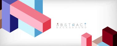 Soyut arkaplan. 3 boyutlu küp, küp elementler ve bloklar. Duvar kağıdı, afiş, arkaplan, iniş sayfası için tekno veya iş konsepti