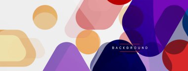Beyaz üzerine renkli baloncuklar ve yuvarlak geometrik şekiller. Duvar kağıdı, pankart, arkaplan, iniş sayfası için vektör geometrik asgari özet arkaplan