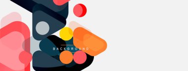 Soyut yuvarlak geometrik şekiller ve daireler. Duvar kağıdı, afiş, arkaplan veya iniş için moda tekno iş şablonu