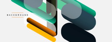 Yuvarlak şekiller ve çizgiler üst üste biniyor. Duvar kağıdı afişi veya iniş sayfası için vektör illüstrasyonu