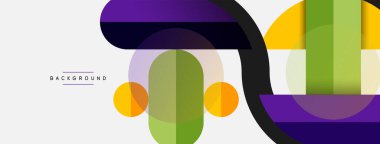 Yuvarlak geometrik şekiller çizgiler ve daireler. Duvar kağıdı afişi ya da iniş sayfası için vektör şablonu