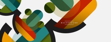 Yuvarlak geometrik şekiller çizgiler ve daireler. Duvar kağıdı afişi ya da iniş sayfası için vektör şablonu