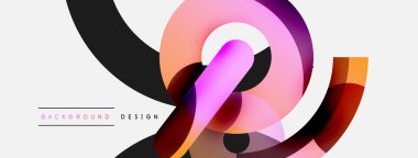 Yuvarlak şekiller daireler ve diğer geometrik şekiller. Duvar kağıdı afişi arkaplan kartı veya iniş sayfası için vektör illüstrasyonu