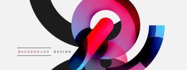 Yuvarlak şekiller daireler ve diğer geometrik şekiller. Duvar kağıdı afişi arkaplan kartı veya iniş sayfası için vektör illüstrasyonu