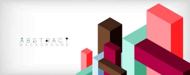 Soyut arkaplan. 3 boyutlu küp, küp elementler ve bloklar. Duvar kağıdı, afiş, arkaplan, iniş sayfası için tekno veya iş konsepti