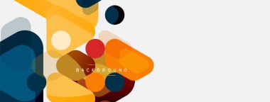 Soyut yuvarlak geometrik şekiller ve daireler. Duvar kağıdı, afiş, arkaplan veya iniş için moda tekno iş şablonu