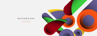 Soyut arkaplan. Minimum geometrik daireler ve koyu gölgeli yuvarlak şekiller. Duvar kağıdı afişi veya arkaplan için moda teknoloji iş şablonu