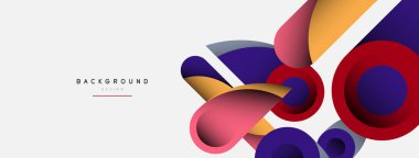 Soyut arkaplan. Minimum geometrik daireler ve koyu gölgeli yuvarlak şekiller. Duvar kağıdı afişi veya arkaplan için moda teknoloji iş şablonu