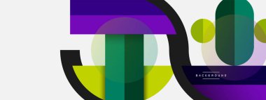 Yuvarlak geometrik şekiller çizgiler ve daireler. Duvar kağıdı afişi ya da iniş sayfası için vektör şablonu